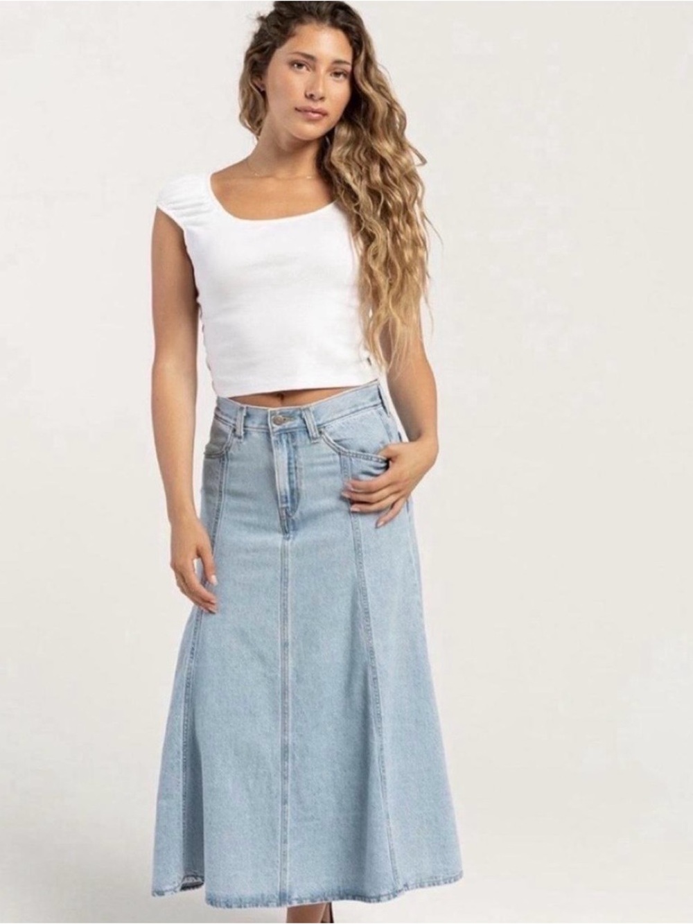LEVI'S Fit And Flare Womens Denim Midi Skirt